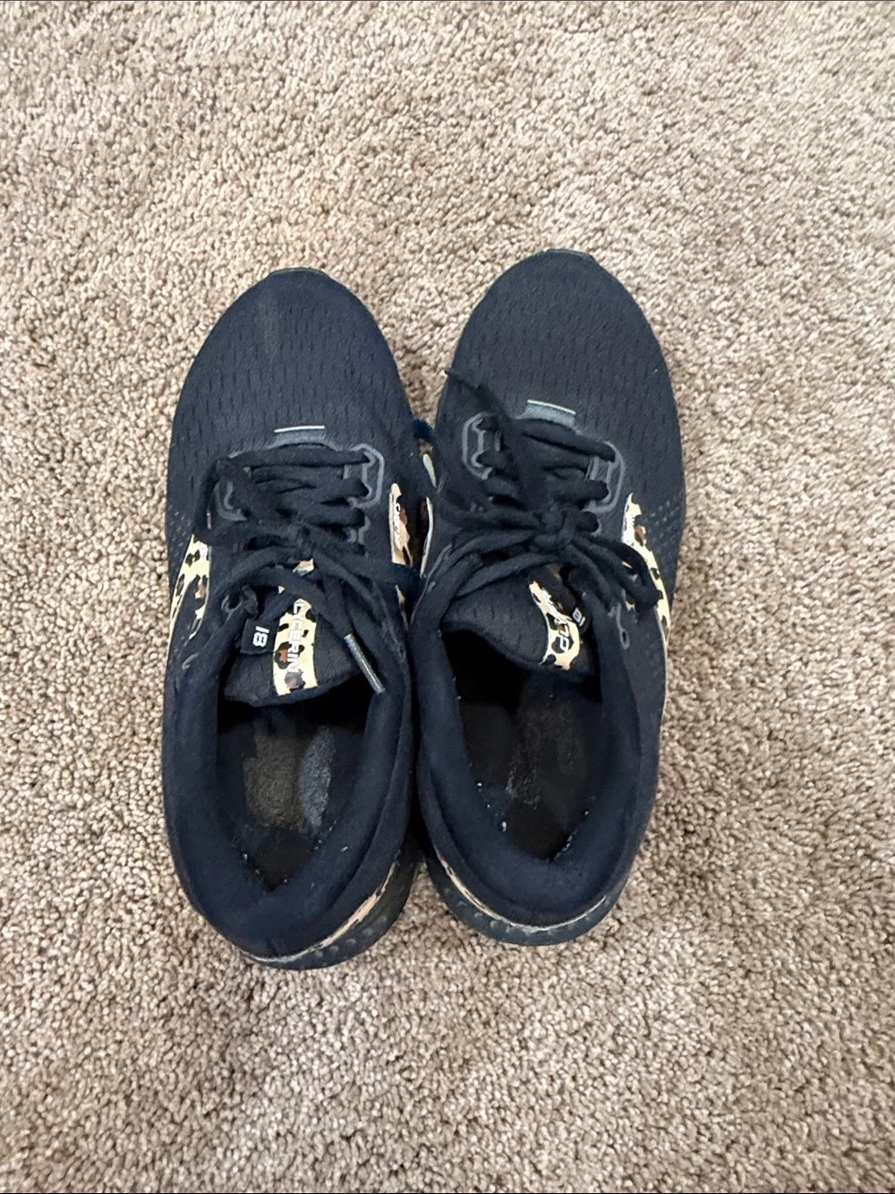 Brooks Black Running Shoes with Leopard Accent